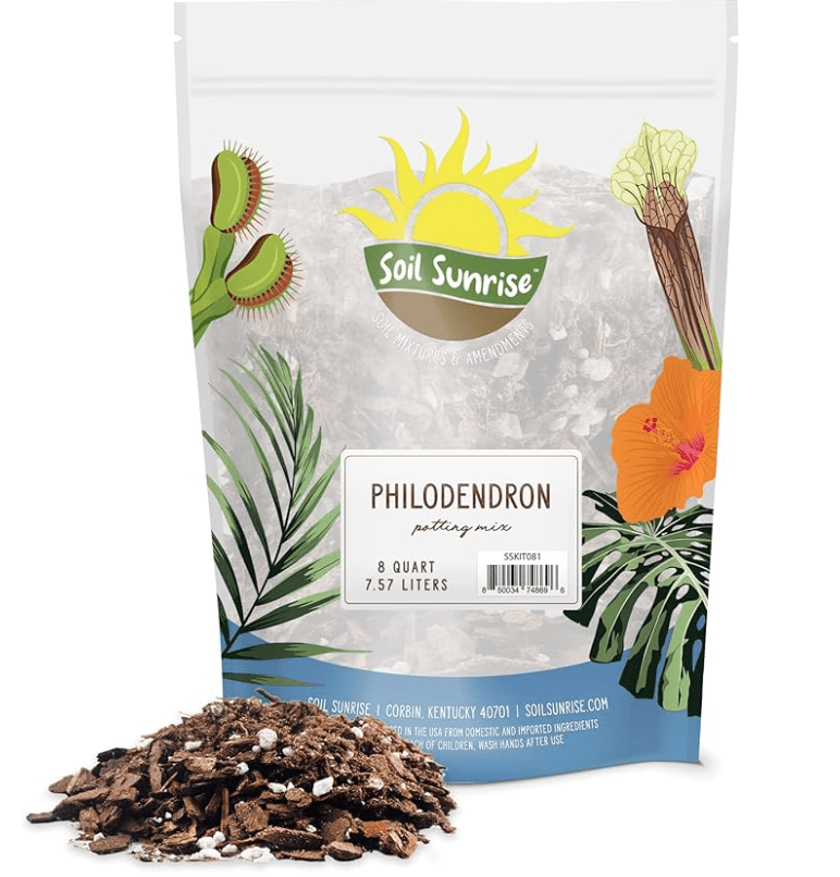 Soil Sunrise philodendron soil with soil around the packet